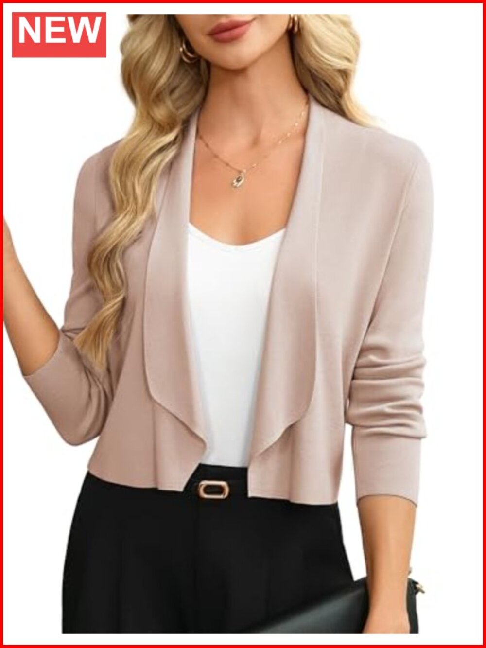 Cropped Sweater Blazer Lightweight Knit Cardigan Bolero Shrug Business Casual